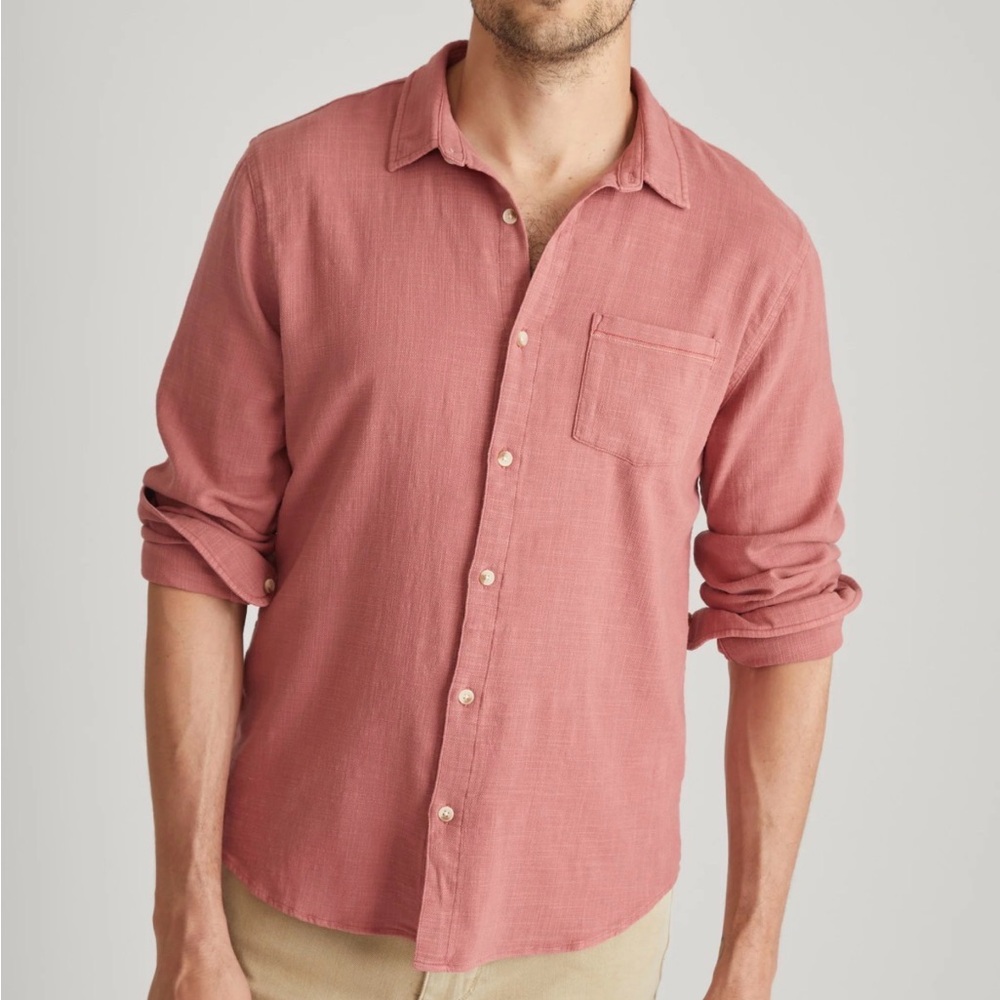Marine Layer selvage long sleeve button down shirt size marge red white vintage